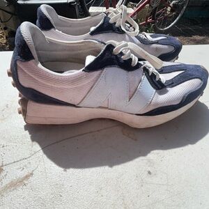 New Balance White and Blue Athletic Shoes with Cushioned Midsoles